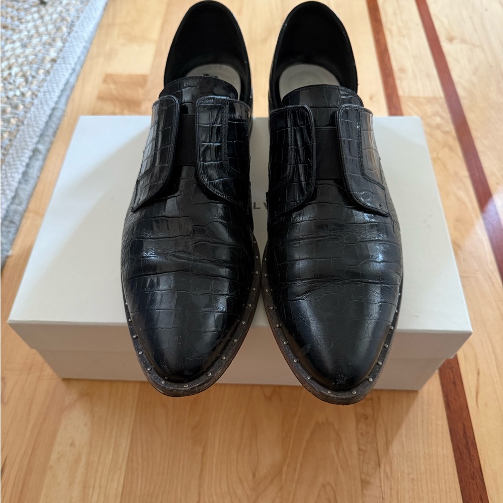 Freda Salvador D’Orsay black croc loafers size 9.5